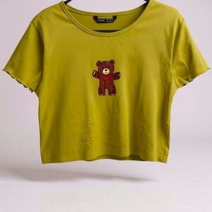 SHEIN teddy bear 🧸 Lime Green Ribbed Top